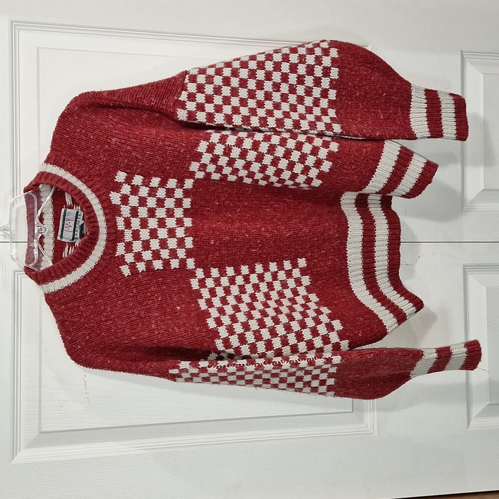Vintage Ivy Products long sleeve cropped sweater - M - red/white
